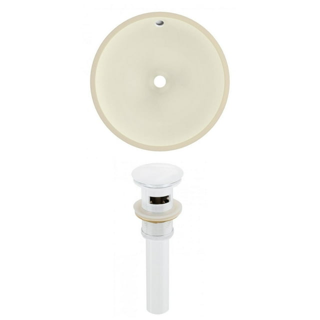 16-in. W Round Bathroom Undermount Sink Set In Biscuit - White Hardware - Overflow Drain Incl. AI-24820