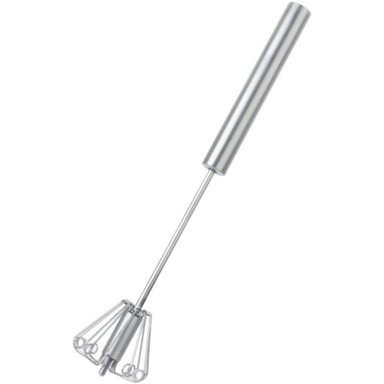 KSENDALO Push Whisk Set(12inch & 14inch) Stainless Steel Easy Whisk for  Mixing Milk and Other Liquids, Automatic Whisk Push Saves Much Energy,  Silver