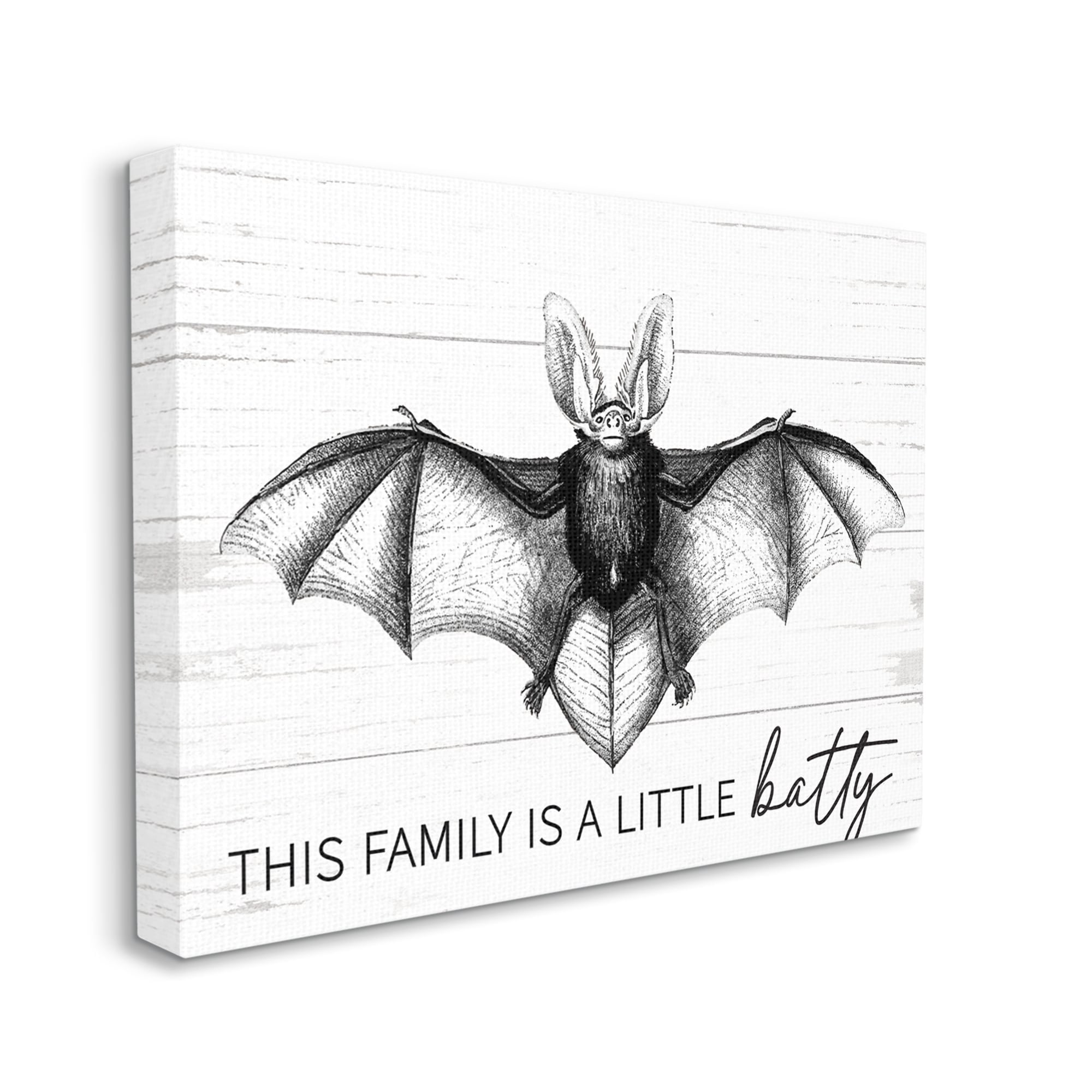 This Family Is Batty Witty Saying Detailed Bat Animals & Insects Graphic Art Gallery-Wrapped Canvas Print Wall Art