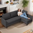thumbnail image 5 of 103"  Sofa Bed, L-Shaped Sectional Couch and Sofas with Removable Armrest for Office, Living Room, Dark Gray, 5 of 8