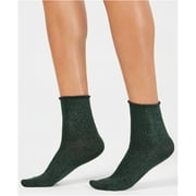 HUE Womens Shortie Roll Top Socks, Green, One Size