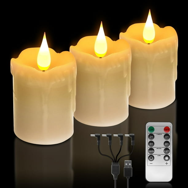 Velas LED LED, recargables, sin llama, color blanco cálido