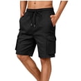 thumbnail image 2 of Tumotour Summer Cargo Shorts For Men'S Solid Color Pocket Drawstring Bermuda Shorts Elastic Waistband Straight-Leg Shorts, 2 of 2