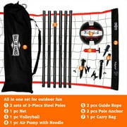 32-ft Outdoor Volleyball Net and Carrying Bag Set with Adjustable Steel Poles and Official Size Ball, Perfect for Parties by Hall of Games
