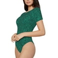 thumbnail image 2 of Daiia Teal Marble print Women's Crew Neck Short Sleeve Bodysuit Fashion Tops Fit Casual Basic Extender Bodysuit-Medium, 2 of 9
