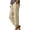 FZ52_Beige, variant on Women Hollow Out Capri Pants Loose Fit Drawstring Slacks Elastic Ankle Cuff Summer Beach Vacation Trousers with Pockets Navy 2XL