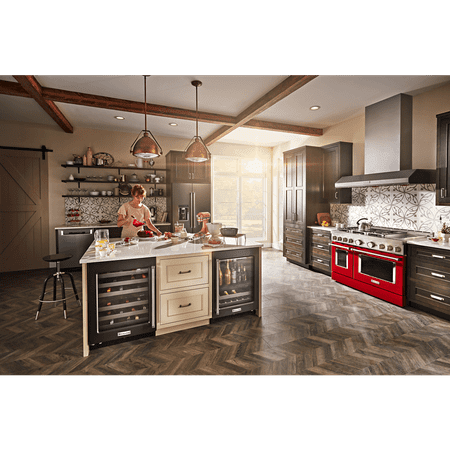 KitchenAid - 6.3 Cu. Ft. Slide-In Double Oven Gas True Convection Range with Self-Cleaning and Griddle - Passion red