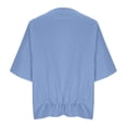 thumbnail image 5 of LWITHSZG Cotton Linen Half Sleeve Tops for Women Pleated Boat Neck T Shirts Casual Loose Fit Work Blouses Summer Outfits S-XXL, 5 of 9