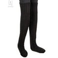 thumbnail image 4 of Gustave Women's Wool Thigh High Stockings,Over The Knee High Socks Leggings, Winter Cable Knitted Stretchy Long Sockings "Black", 4 of 7