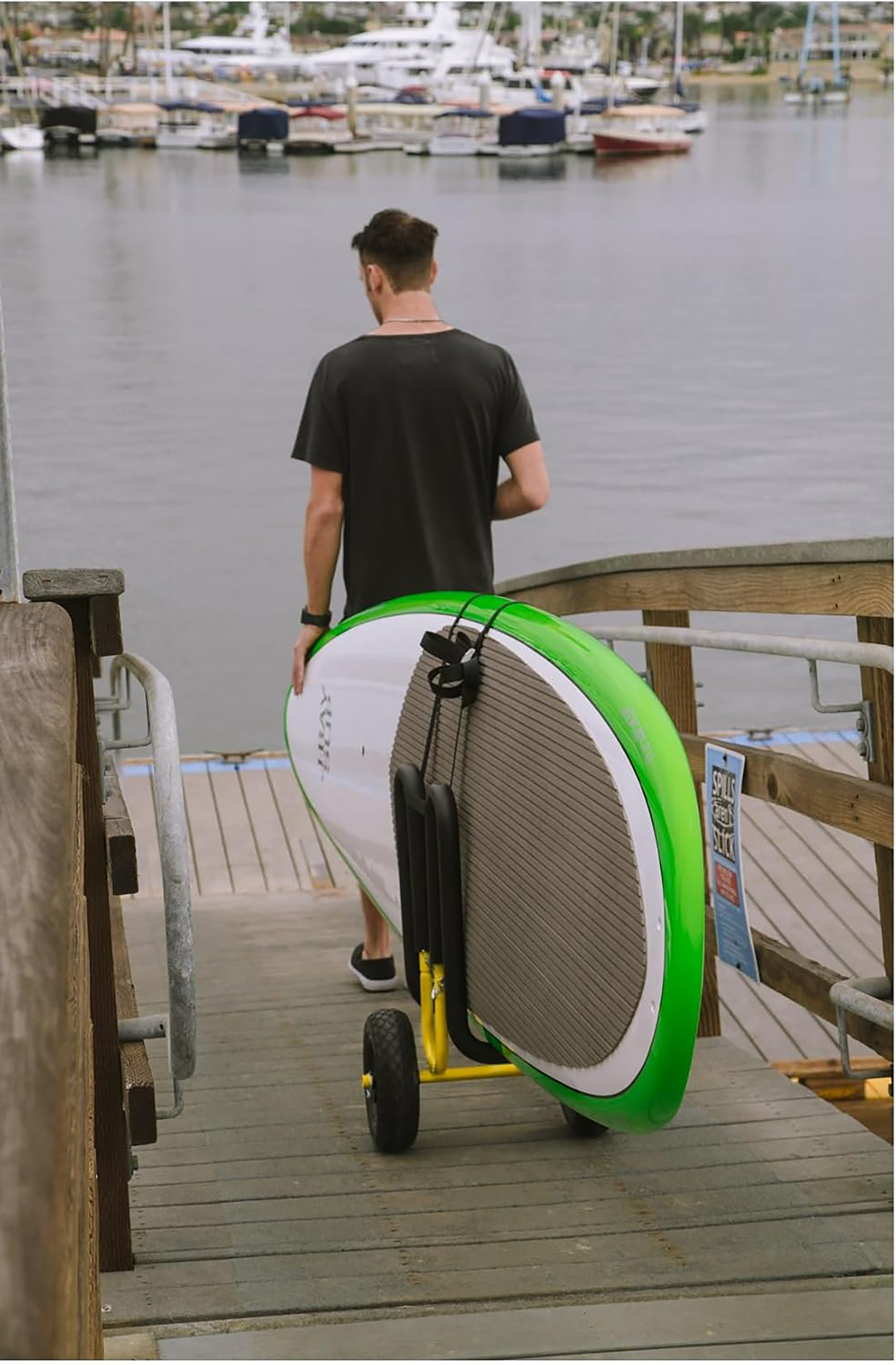 Suspenz Paddle Board & Surfboard Kayak Carts with Airless Wheels,Stand Up SUP Carrier Trolley,Yellow 150 LBS Load Capacity