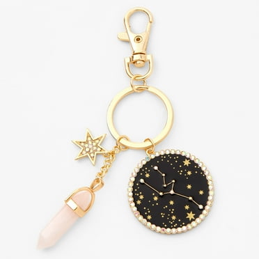 Claire's Tween Accessories Zodiac Keyring with Gemstone Star and Pink Crystal, Taurus