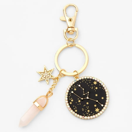 Claire's Tween Accessories Zodiac Keyring with Gemstone Star and Pink Crystal, Taurus