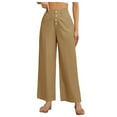 thumbnail image 2 of Women's High Waisted Wide Leg Pants Trousers Slacks Casual Solid Color Elastic Waistband Loose Fit Stretchy Flowy Breathable Soft Comfy Lounge Home Office Work Travel Essentials for Women, 2 of 9