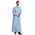 thumbnail image 6 of BSDJILFG Mens Long Robes Half Zip Up Long Sleeve Sun Protection Slim Fit Linen Breathable Maxi Nightgowns for Mid-East Tradition, 6 of 9