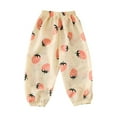 thumbnail image 2 of hengsof Girls' Strawberry Print Anti mosquito Jogging Pants, Elastic Waist Lantern Legs Breathable Loose Sports Pants, Suitable for Summer Sports, Sizes 6M-12 Years Old, 2 of 3