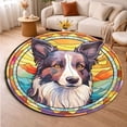 thumbnail image 5 of Circle Area Rug, Border Collie2 Washable Non-Slip Floor Carpet, Soft Rug for Living Room Bedroom Decor 71 Inch, 5 of 6