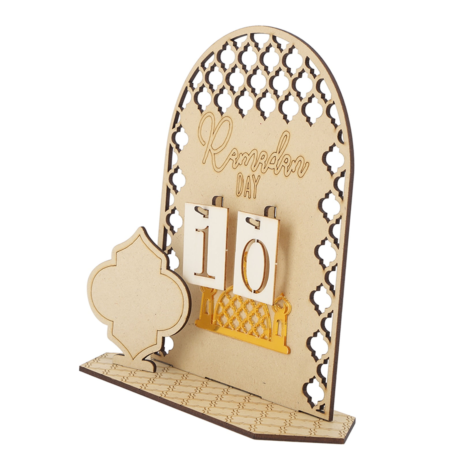 Thonlai Calendrier de Compte à Rebours en Bois du Ramadan, Forme de Mosquée élégante avec Lumière Thonlai Calendrier de Compte à Rebours en Bois du Ramadan, Forme de Mosquée élégante avec Lumière