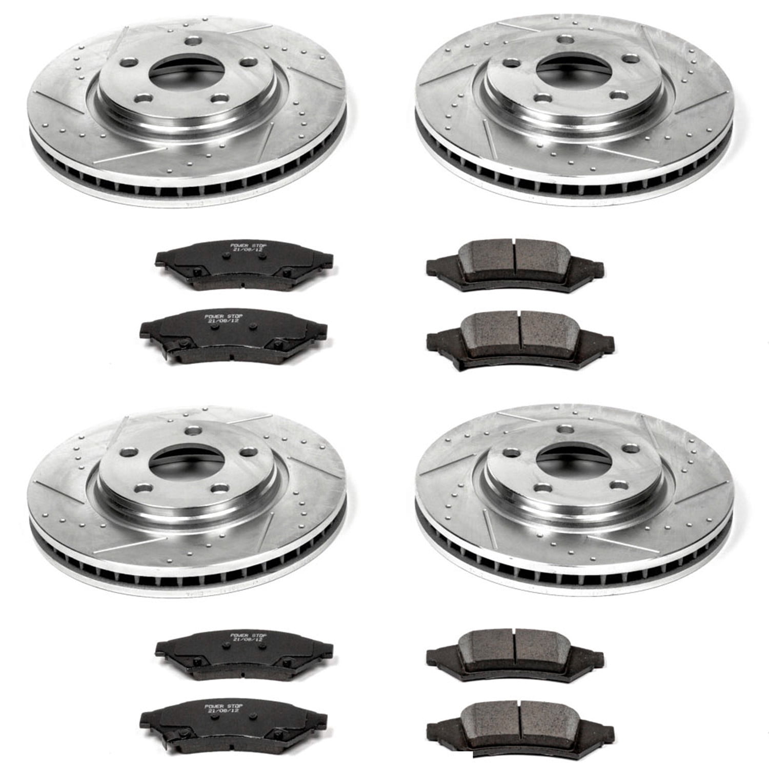 Power Stop Front and Rear Brake Kit with Drilled & Slotted Rotors and Ceramic Brake Pads K1587