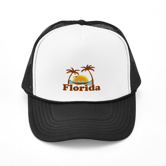 CafePress - Florida Palm Trees Design. - Adjustable Unisex Printed Trucker Hat with Mesh Back