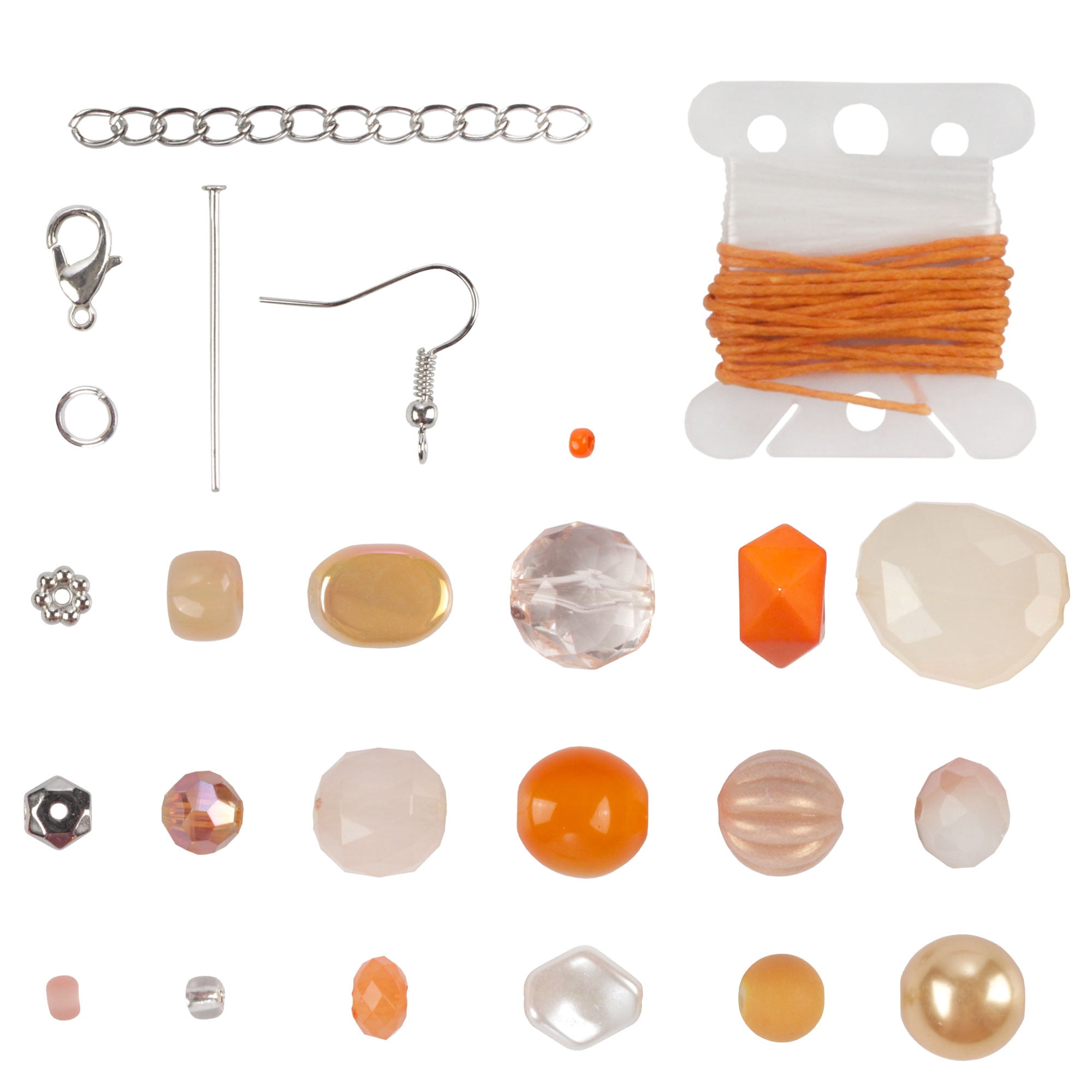 Bead Kits for Jewerly Making - 1300pcs Bead Craft Set - DIY Bracelets, Necklaces, and Earrings Supplies Box - Arts and Crafts for Kids, Girls, Teens, Adults - Shades of Orange - Assortment 227