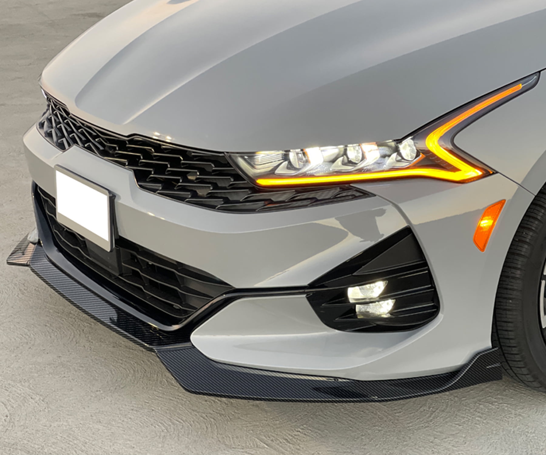 Ikon Motorsports Front Bumper Lip Compatible With 2021-2024 Kia K5 GT-Line RD Style Carbon Fiber Print 4PCS Front Lower Spoiler Air Dam Chin Splitter - Injection PP