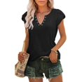 thumbnail image 1 of Top con cuello en V y mangas de pétalos,Camiseta con ojales y mangas de pétalos con cuello en V y mangas de pétalos Top de crochet con mangas de pétalos Eleva tu experiencia, 1 of 2