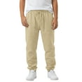 thumbnail image 3 of Boys Linen Pants - Boys Girls Straight Leg Pants Summer Beach Pants Casual Loose Fit with Elastic Waist Drawstring, 3 of 5