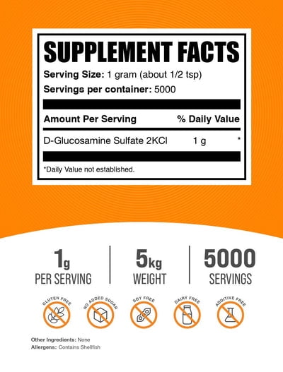 BulkSupplements Chondroitin Sulfate Powder - 1g per Serving - 5 Kilograms (11 lbs) - 5000 Servings