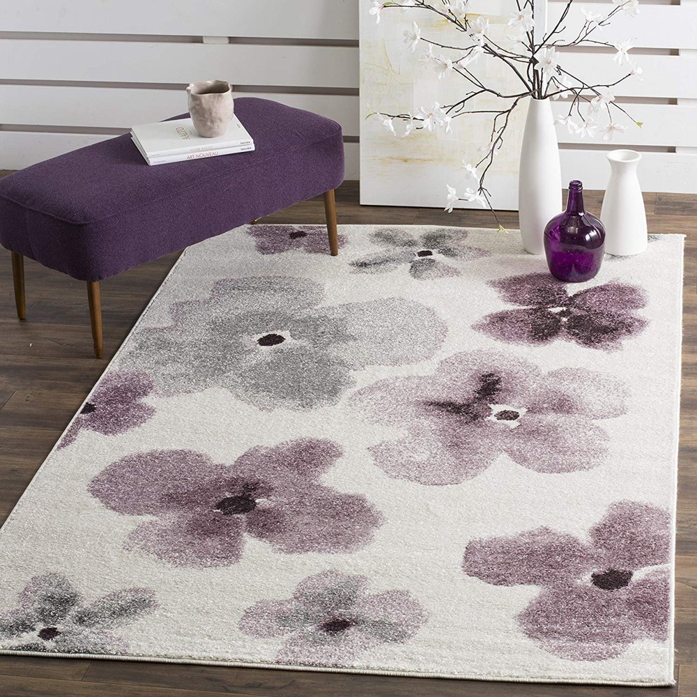Safavieh Adirondack Collection ADR123L Ivory and Purple Vintage Floral