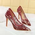 thumbnail image 2 of Women Pointed Toe High Heels Sexy Pumps Lace Tulle 9CM Wedding Shoes for Bride Prom Party, 2 of 5