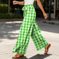 thumbnail image 5 of Women's Gingham Plaid Wide Leg Pants, Casual Tie Waist Paperbag Palazzo Trousers, Summer High Waisted Checkered Long Pants with Pockets, 5 of 6