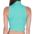 thumbnail image 2 of Sakkas Mock Neck Turtleneck Sleeveless Scuba Crop Top - Made in USA - Mint - Large, 2 of 4