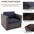 thumbnail image 6 of iRerts 6 Pieces Outdoor Sectional Sofa Patio Furniture Sets, Wicker Rattan Outdoor Patio Conversation Sets with 2 Pillows and Coffee Table, Patio Sofa Sets for Backyard, Brown Wicker+Navy Blue Cushion, 6 of 8