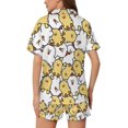 thumbnail image 4 of SKQIT Ensembles de Pyjama à Manches Courtes pour Femmes, 2 Pcs Imprimé Mignon Chemise Boutonnée en Satin Doux et Shorts, 4 of 8