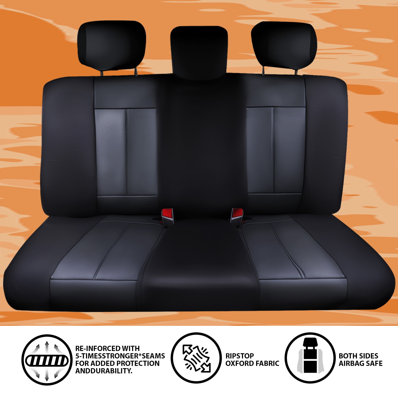 Universal Rear Bench Car Seat Cover, Full-Size Back Seat Protector for Cars SUVs Trucks, All-Season Fit, Upgrade Interior Style, Easy Installation – Rear 3-Seat Cover