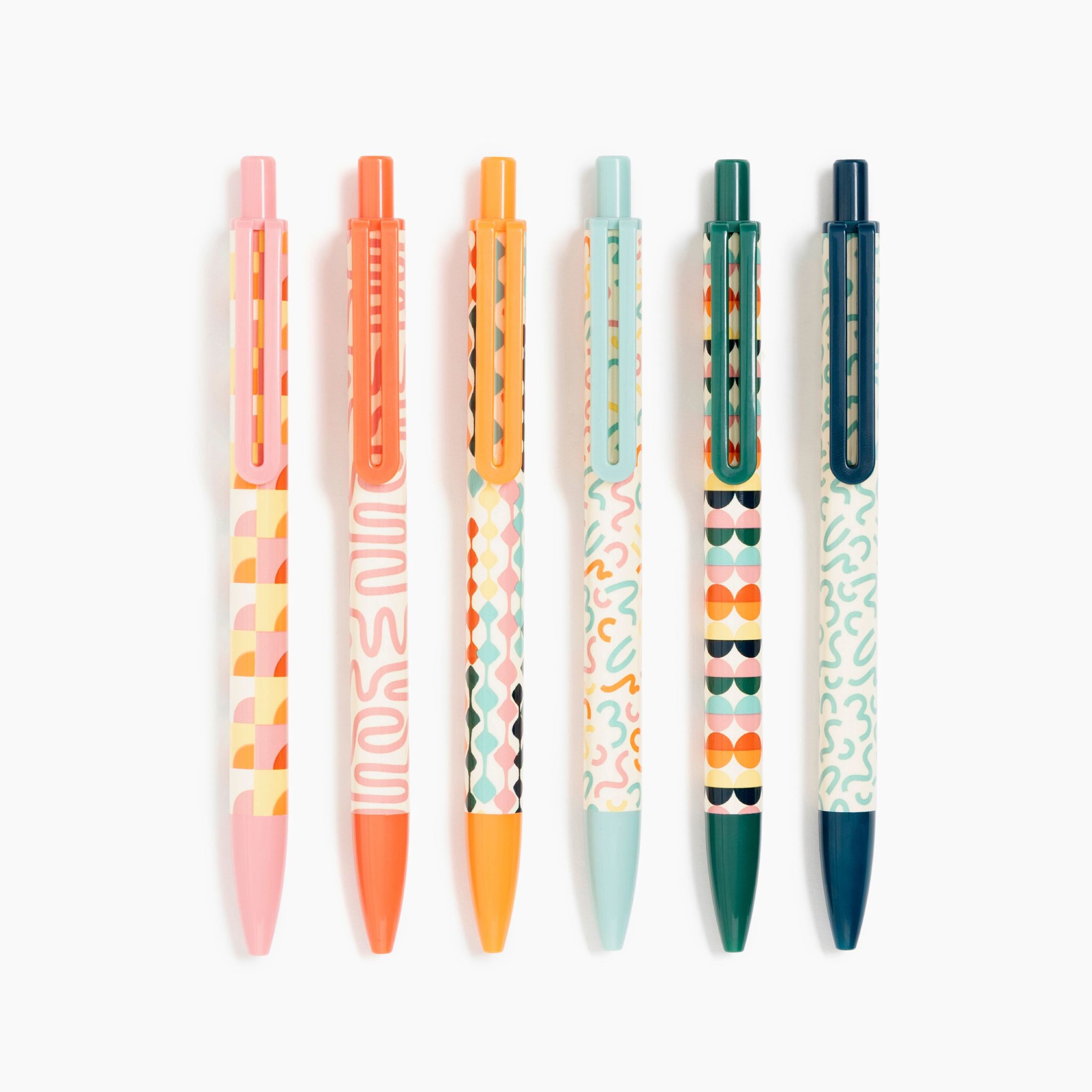 U Brands Laguna Ballpoint Pens, 6 Count, Colorful Cubist, Bold (1.0mm) Point, Black Ink