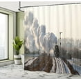 thumbnail image 5 of Ambesonne Steam Engine Shower Curtain, Train Snowy Scene, 69"Wx75"L, Pale Grey, 5 of 5
