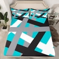 thumbnail image 2 of Manfei Modern Geometric Bed Sheets,Stripe Lines Pattern King Sheets,Gray Black Blue Sheet Set For Girl Boys,Super Cozy Room Decor,4 Pieces, 2 of 7