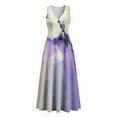 thumbnail image 4 of Zedker Floral Women's Maxi Dresses Sleeveless V Neck Long Dress Beach Sundresses Swing Dress Multicolor L, 4 of 7