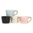 thumbnail image 2 of Set of 6 Matte White With Gold Handle Tea Cup, 2 of 5