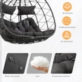 thumbnail image 3 of Double Egg Swing Chair with Stand, 2 Person Outdoor Indoor Hammock Hanging Chair with Cushion,Patio Wicker Hanging Egg Chair w/Cushion 700LBS Capacity for Bedroom, Balcony, Garden, 3 of 7