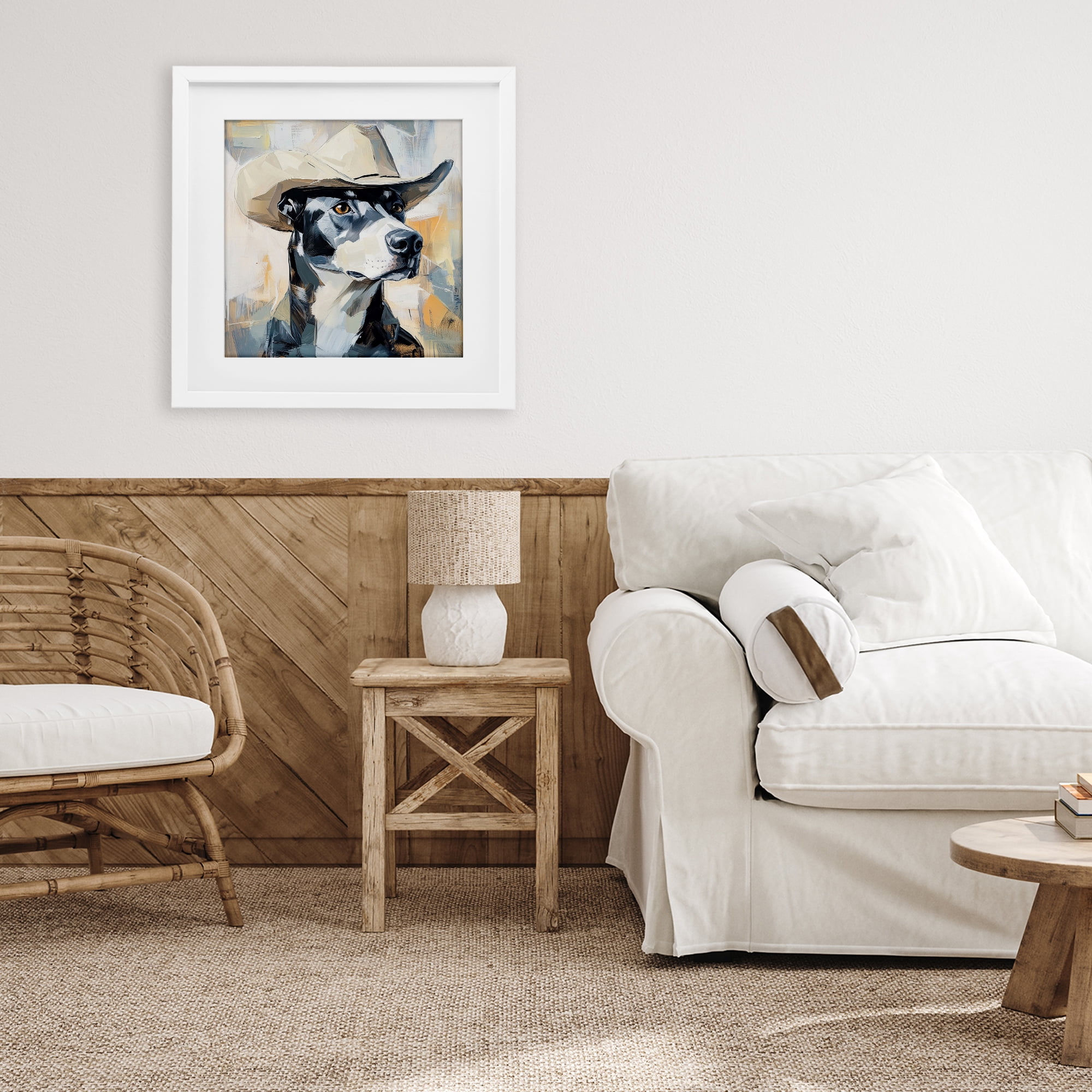 Stupell Industries Deputy Dog Cowboy Hat White Framed Print Under Glass, design by Tina LeCour