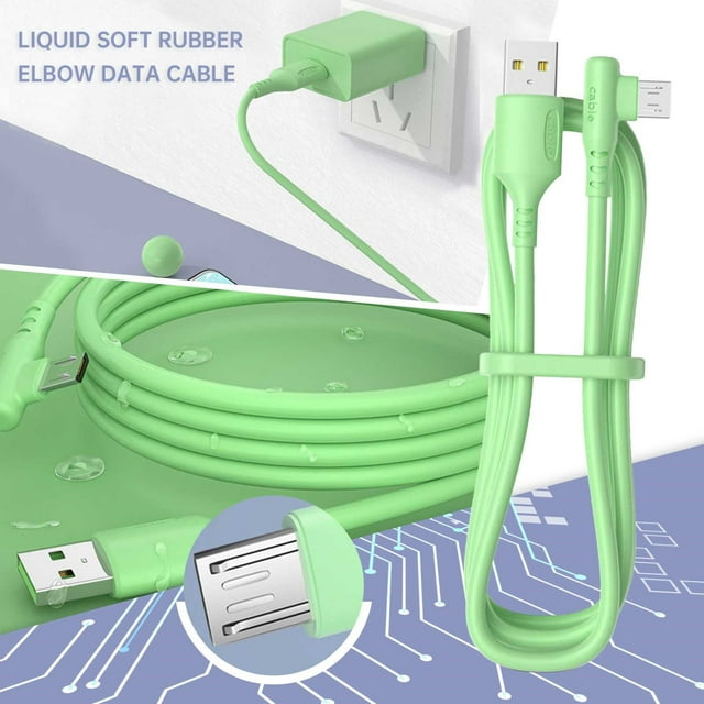 Decoration USB Cable Right Angle 90° Elbow Liquid Micro USB 3A Fast Charging Cable