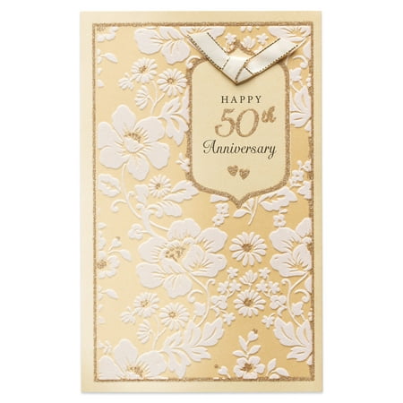 American Greetings Floral 50th Anniversary Card for Couple with Glitter