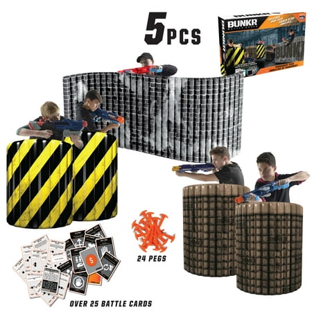 BUNKR Build Your Own Battlezone Inflatable City Zone Tournament 5 Piece Pack. (Compatible with Nerf, Laser X, X shot and Boom co (The Best Nerf Battle Ever)