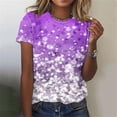 thumbnail image 2 of Tiqkatyck Womens Tops on Sale, Women's Fashion Glitter Short Sleeve Blouse Crew Neck Casual T Shirt Sparkly Tops for Women Sequin Tops for Women Purple M, 2 of 5