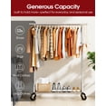 thumbnail image 5 of Sakugi Heavy Duty Stainless Steel Rolling Clothes Rack with Mesh Shelf, Lockable Wheels & Anti-Slip Stoppers, Large Capacity Clothing Organizer for Bedroom, Laundry, 42.5"x16.5"x65.9", Silver, 5 of 9