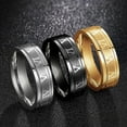 thumbnail image 3 of SEPARQI Mens Titanium Ring Wedding Band Roman Digital Fashion Ring Personalized Neutral With White Gift Box, 3 of 9