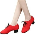 thumbnail image 4 of Leesechin Latin Dance Shoes Women Ballroom Tango Party Oxford Mid Heel Mesh Dancing Shoes, 4 of 6
