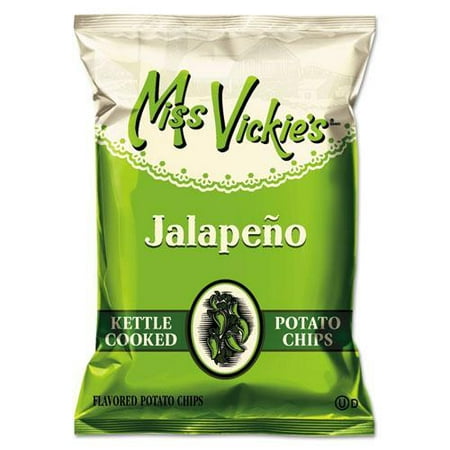 Miss Vickie s Kettle Cooked Jalapeno Potato Chips 1.375 oz Bag 64/Carton 44441